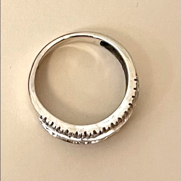 🎉HP 🎉 14K White Gold Pink Sapphire Diamond Band Ring - signed! - Picture 5 of 9